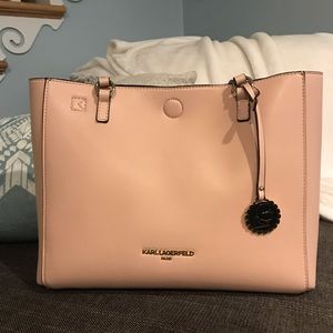 Karl Lagerfeld reversible leather pink black purse